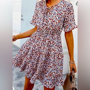 NWT KIRUNDO 2023 Womens Summer Dresses Ruffle Short Sleeve size M